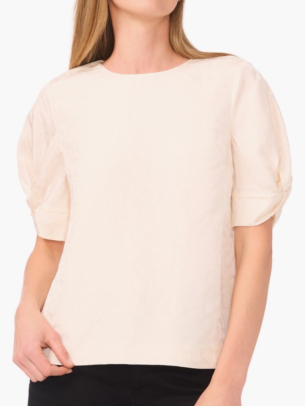 Ted Baker London Chloe Puff Sleeve Jacquard Blouse Top in Vanilla Ice